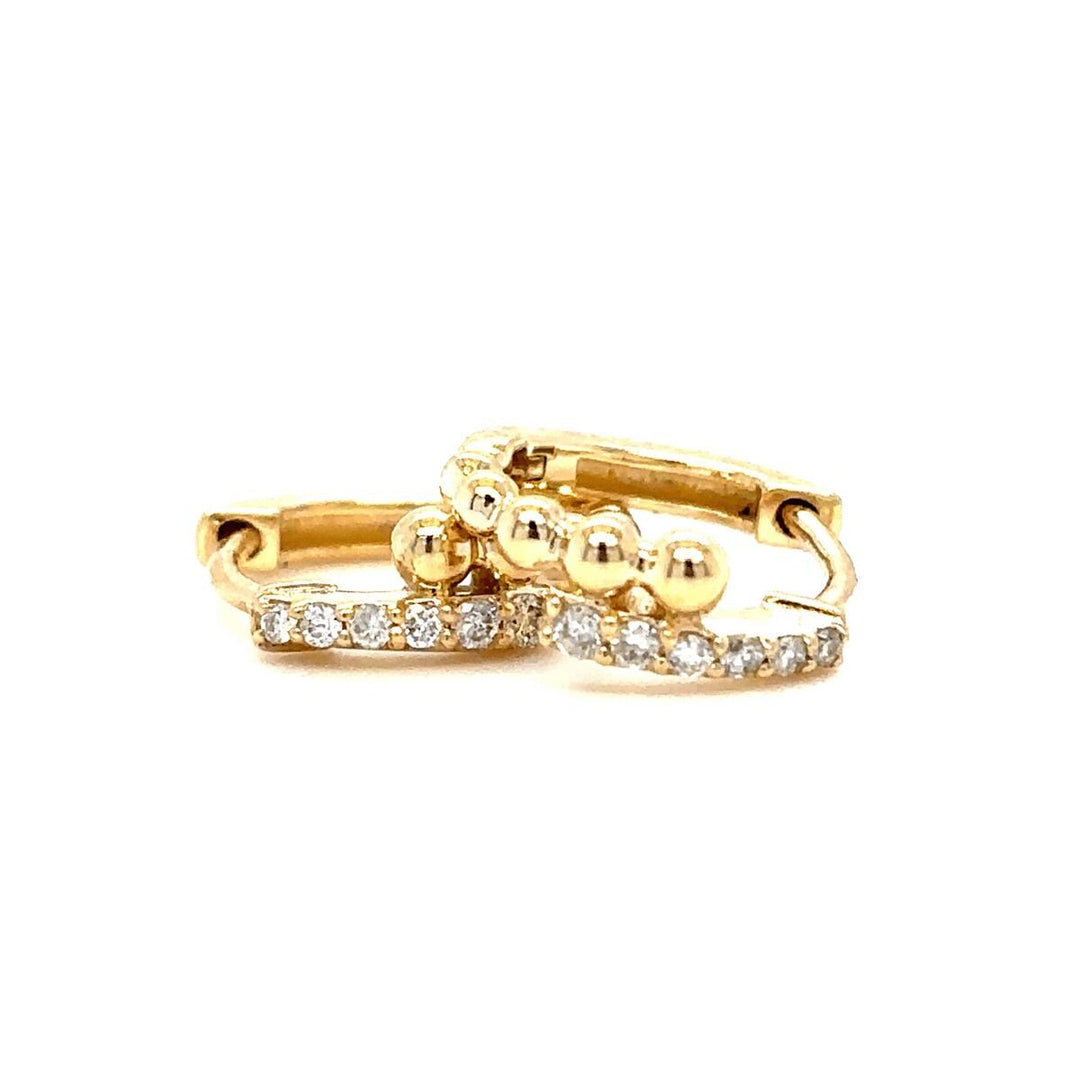 Diamond Beaded Huggie Kids Earrings, 14k Solid Gold, Natural Diamonds, Kids jewelry,   Everyday Hoops, Gift for toddlers, girls and kids