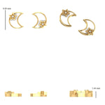 Load image into Gallery viewer, Moon and Star Diamond Kids Earrings, 14k Solid Gold, Natural Diamond, Minimalist Celestial Enamel Jewelry, Gift for toddlers, girls, and kid