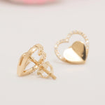 Load image into Gallery viewer, Kids Halo Heart Diamond Earrings, 14k Solid Gold, Natural Diamonds, Minimalist Everyday Jewelry, Gift for toddlers/girls/kids, Ready To Ship