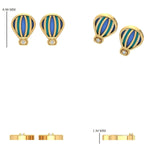 Load image into Gallery viewer, Kids Hot Air Balloon Diamond Earrings, 14k Solid Gold, Colorful Enamel Studs, Natural Diamonds, Gift for toddlers/girls/kids, Ready To Ship