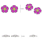 Load image into Gallery viewer, Kids Flower Diamond Earrings, 14k Solid Gold, Natural Diamonds, Colorful Enamel Petals Studs, Gift for girls, Ready To Ship, HRD Certified