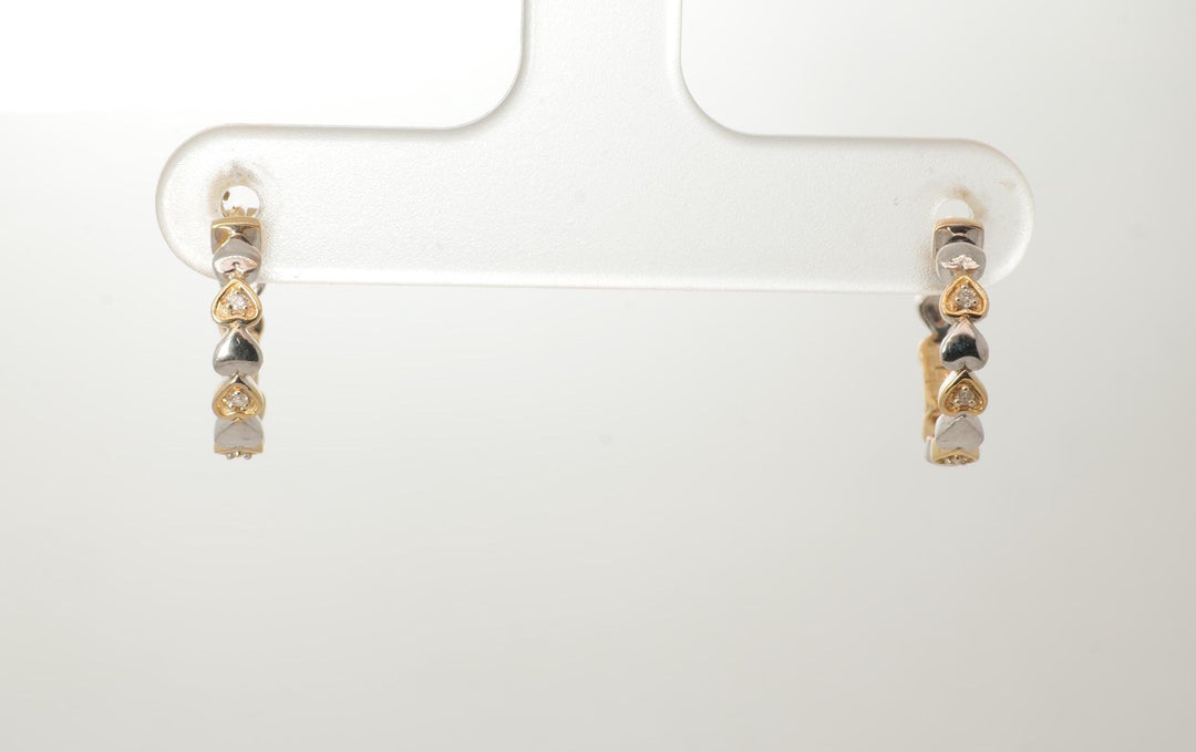Kids Heart Diamond Hoops, 14k Solid Gold, Natural Diamonds, Two Toned Earrings, Minimalist Everyday Jewelry, Gift for Girls, Ready To Ship