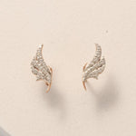 Load image into Gallery viewer, Angel Wing Diamond Stud Earrings, 14k Solid Gold, Natural Diamonds, Cluster Pave Setting, Everyday Minimalist Earrings,Women's Day Gift
