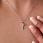 Load image into Gallery viewer, Cross Diamond Pendant, 14k Solid Gold, Natural Diamonds, Religious Adjustable Necklace, Everyday Jewelry, Minimalistic Stacking Pendant
