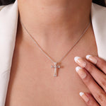 Load image into Gallery viewer, Diamond Cross Pendant in 14k Solid Gold, Bezel Set Natural Diamond, IGI Certified, Cross Adjustable Necklace, Everyday Jewelry, Gift For Her