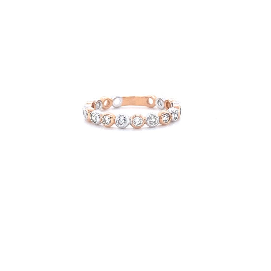 Bezel Diamond Eternity Ring, 14k Solid Gold, Natural Diamonds, Dual Tone Ring, Stackable Band Ring, Minimalistic Jewelry, Ready To Ship