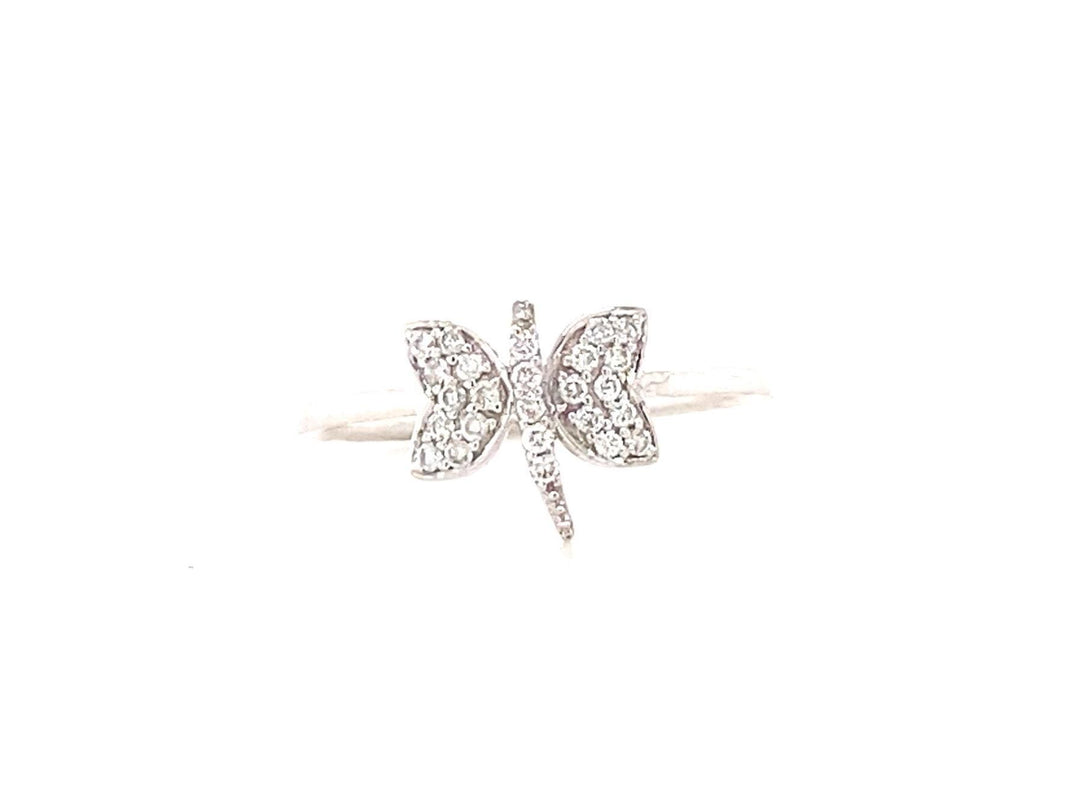 Dragonfly Diamond Ring, 14k Solid Gold, Natural Diamonds, Animal Ring, Insect Jewelry, Everyday Stackable Jewelry, Ready To Ship