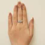 Load image into Gallery viewer, Oval Halo Diamond Band Ring, 14k Solid Gold, Natural Diamonds, Eternity Wedding Band, Statement Bridal Ring, Ready To Ship, IGI Certified