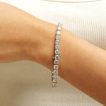 Load image into Gallery viewer, Diamond Line Tennis Bracelet, Eternity Bridal Bracelet, 14K Solid Gold, Natural Diamonds, Stackable Minimalist Bracelet, Gift for Her