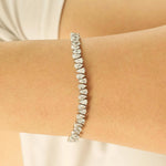 Load image into Gallery viewer, Pear Diamond Tennis Bracelet, 14K Solid Gold, Natural Diamonds, Eternity Line Bracelet, Wedding Bridal Jewelry, Stackable Statement Bracelet