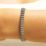 Load image into Gallery viewer, Blue Sapphire Diamond Tennis Bracelet, 14K Solid Gold, Natural Diamonds, Eternity Stackable Bracelet, Wedding Statement Jewelry