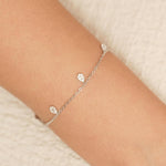 Load image into Gallery viewer, Charm Diamond Chain Bracelet, 14K Solid Gold, Natural Diamonds, Heart and Teardrop Bracelet, Stackable Minimalist Bracelet, Everyday Jewelry