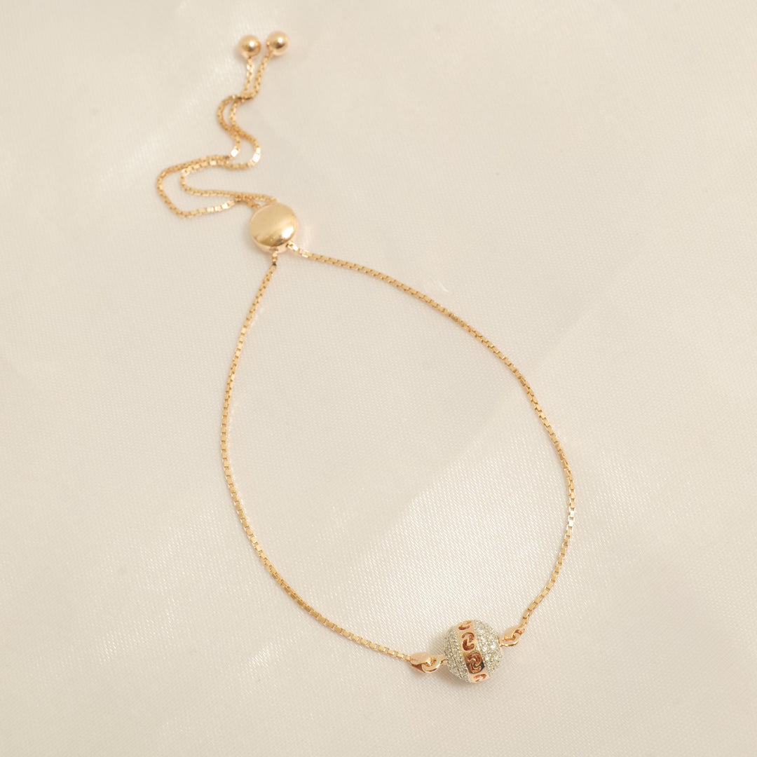 Orb Diamond Bolo Bracelet, 14k Solid Gold Adjustable Bracelet, Natural Diamonds, Ready To Ship, Women's Day Gift