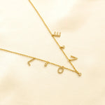 Load image into Gallery viewer, Love Dangle Diamond Drop Necklace, 14k Solid Gold, Natural Diamonds, Affirmation Statement Jewelry, Letter Chain Jewelry, Everyday Necklace