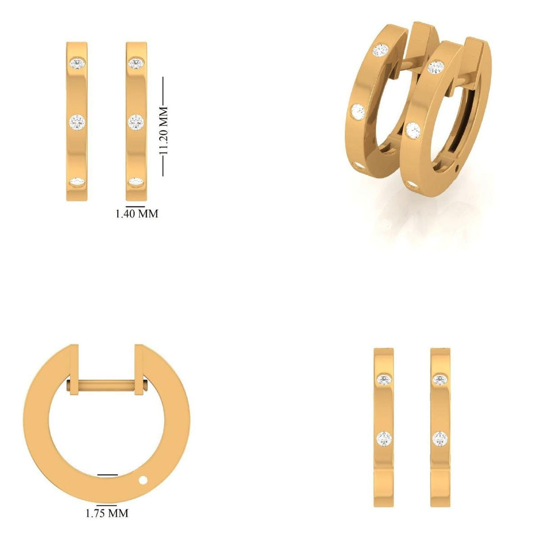 Diamond Huggie Kids Earrings, 14k Solid Gold, Natural Diamonds, Kids jewelry,  Minimalist Everyday Hoops, Gift for toddlers, girls and kids