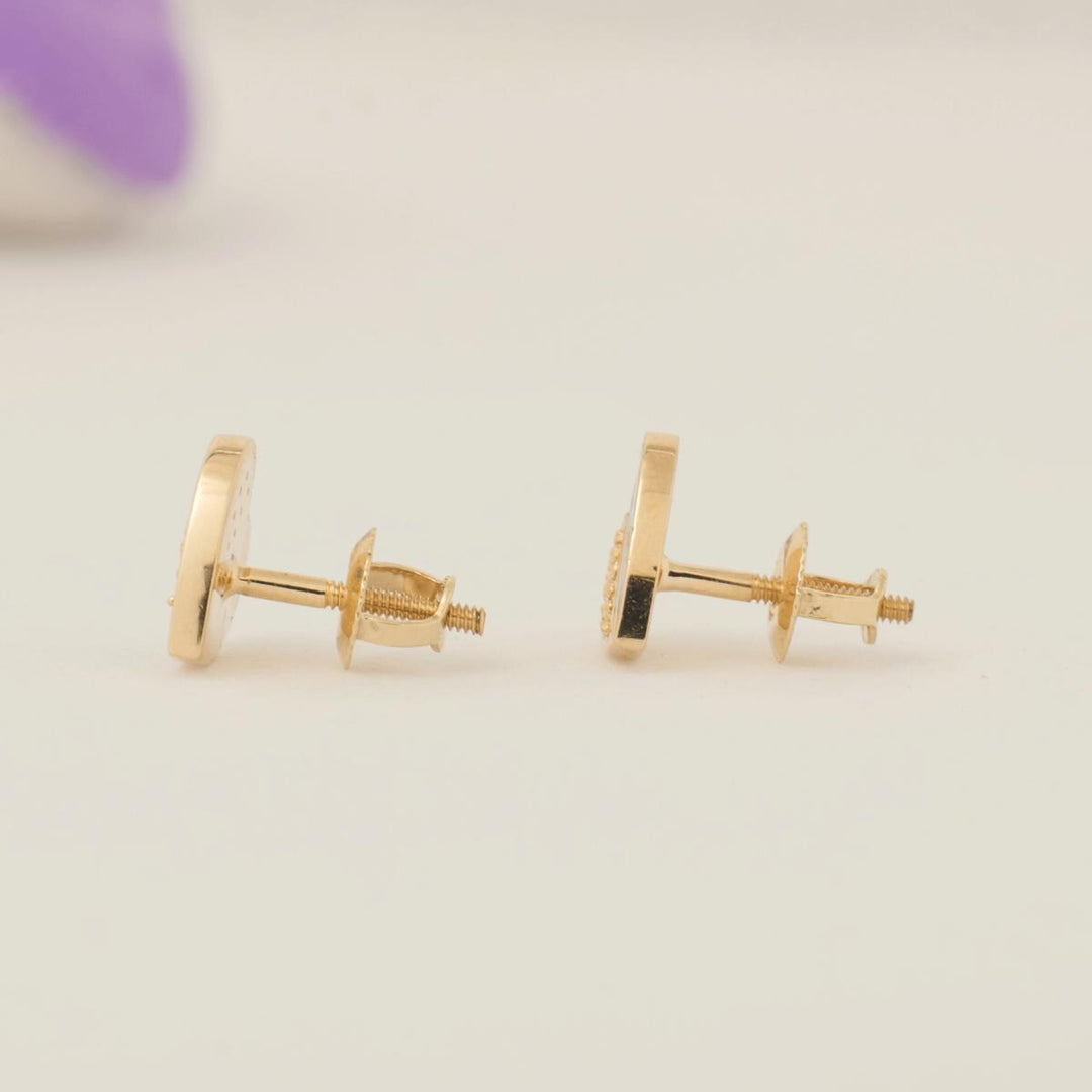 Heart Diamond Kids Earrings, 14k Solid Gold Enamel Studs, Natural Diamond, Minimalistic Everyday jewelry, Gift for toddlers, girls, and kid