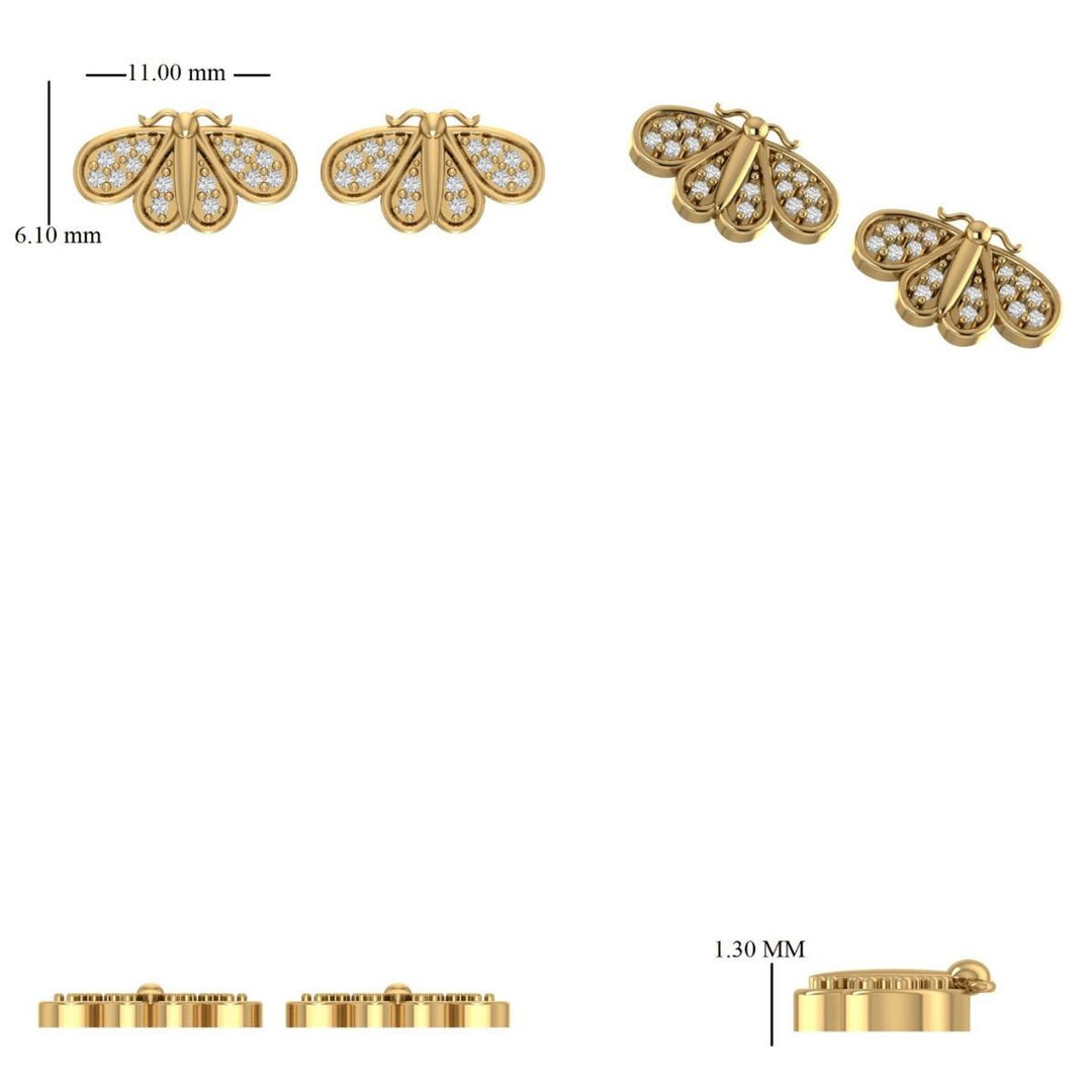 Bee Diamond Kids Earrings, 14k Solid Gold, Natural Diamonds, Insect Animal Jewelry, Gift for Toddlers/girls, Ready To Ship, HRD Certified