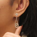 Load image into Gallery viewer, Teardrop Dangle Diamond Earrings, 14k Solid Gold, Swirl Drop Diamond Earrings, Natural Diamonds, Bridal Statement Earrings, Gift For Her