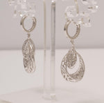 Load image into Gallery viewer, Teardrop Diamond Dangle Earrings, 14k Solid Gold, Natural Diamonds, Open Lattice Drop Jewelry, Bridal Statement Earrings, Modern Dangles