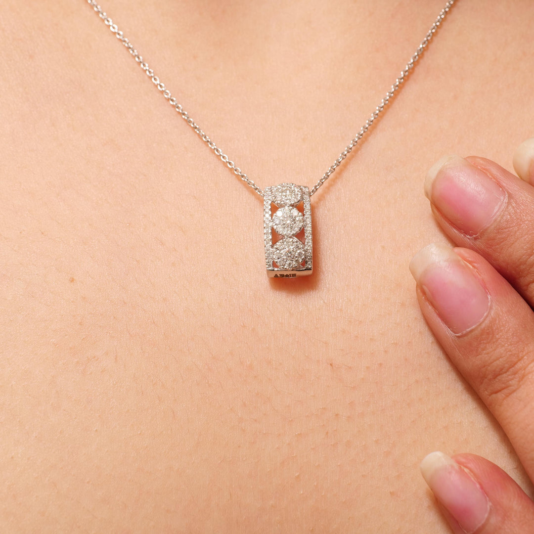 Circle Cluster Diamond Pendant, 14k Solid Gold, Illusion Set Natural Diamonds, Modern Stacking Chain Charm, Minimalist Jewelry, Gift for Her