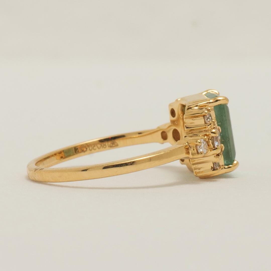 Emerald Diamond Ring, Gemstone Engagement Ring, 14K Solid Gold, Natural Diamonds, Wedding Promise Ring, Statement Ring, Gift For Her