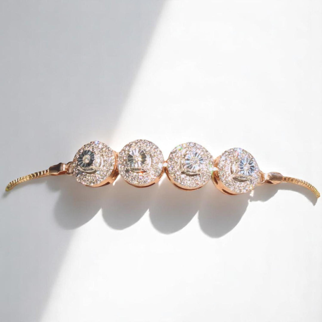 Diamond Circles Bolo Bracelet with Illusion setting in 14k Solid Gold, Natural Diamonds, Ready To Ship, Women's Day Gift