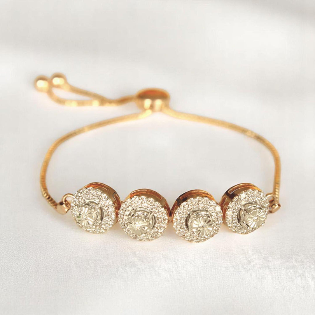 Diamond Circles Bolo Bracelet with Illusion setting in 14k Solid Gold, Natural Diamonds, Ready To Ship, Women's Day Gift