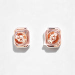 Load image into Gallery viewer, Diamond Halo Earrings, Illusion Setting, 14k Solid Gold, Baguette & Round Natural Diamonds, Everyday Studs, Ready To Ship, Women's Day Gift