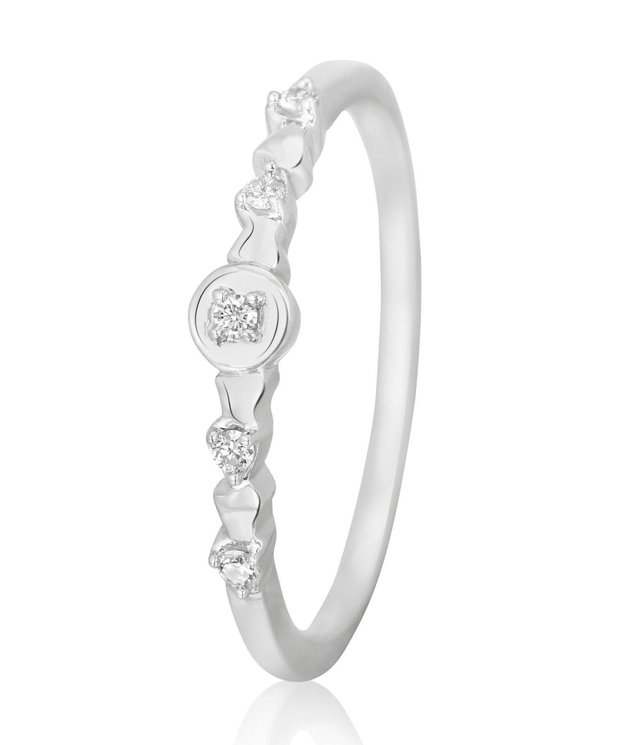 Dainty Diamond Minimalist Ring, 14k Solid Gold, Natural Diamonds, Everyday Jewelry, Stacking Band, Ready To Ship