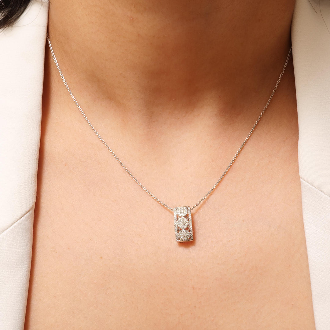 Circle Cluster Diamond Pendant, 14k Solid Gold, Illusion Set Natural Diamonds, Modern Stacking Chain Charm, Minimalist Jewelry, Gift for Her