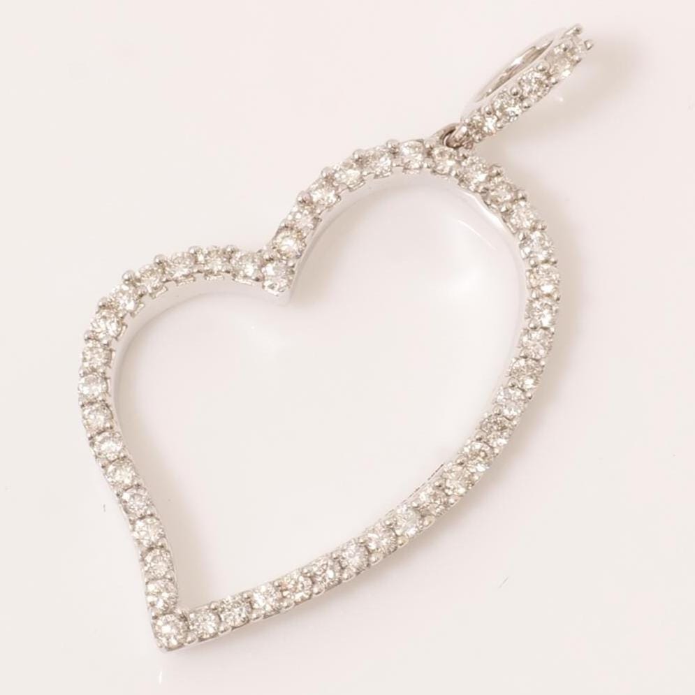 Open Heart Diamond Pendant, 14k Solid Gold, Natural Diamonds, Layering Minimalist Chain Necklace,  Love Everyday Jewelry