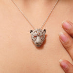 Load image into Gallery viewer, Panther Head Natural Diamond Pendan: 14k Solid Gold Hip Hop Animal Necklace, Certified Jewelry