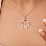 Load image into Gallery viewer, Circle Loop Halo Natural Diamond Pendant, 14k Solid Gold Stackable Minimalist Necklace, IGI Certified, Ready To Ship