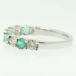 Load image into Gallery viewer, Emerald Half Eternity Diamond Band Ring, 14k Solid Gold, Natural Diamond, Gemstone Stacking Ring, Everyday Minimalist Jewelry, Gift for Her