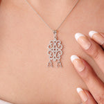 Load image into Gallery viewer, Floral Diamond Pendant, 14k Solid Gold, Natural Diamond, Filigree Cocktail Pendant, Butterfly Drop Necklace, Statement Bridal Jewelry