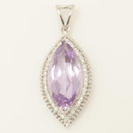 Load image into Gallery viewer, Marquise Amethyst Natural Diamond Pendant: 14k Solid Gold Halo Layering Gemstone Jewellery, Certified Jewelry