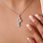 Load image into Gallery viewer, Circle Cluster Diamond Pendant, 14k Solid Gold, Natural Diamond, Stackable Everyday Adjustable Necklace, Layering Jewelry, Gift for Her