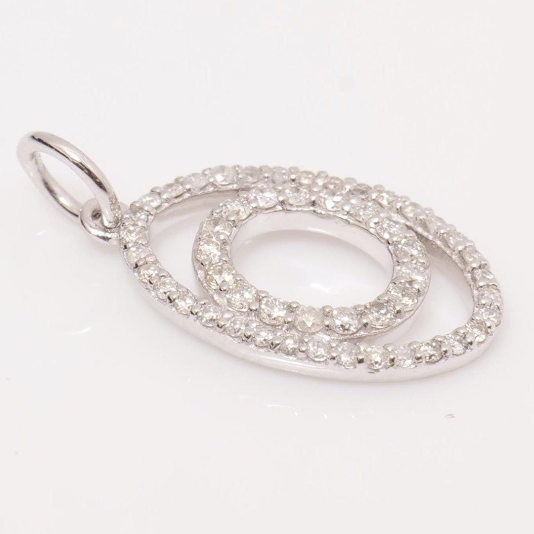 Oval Loop Diamond Pendant, 14k Solid Gold, Natural Diamonds, Layered Circle Necklace, Minimalist Stacking Pendant, Gift for Her