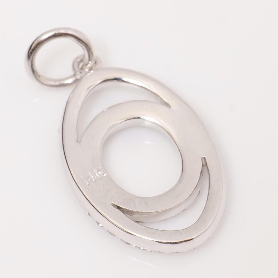 Oval Loop Diamond Pendant, 14k Solid Gold, Natural Diamonds, Layered Circle Necklace, Minimalist Stacking Pendant, Gift for Her