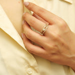 Load image into Gallery viewer, Criss Cross Solitaire Engagement Ring, 14k Solid Gold, Natural Diamonds, Twisted Band Statement Ring, Wedding Bridal Ring, Gift For Her