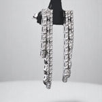 Load image into Gallery viewer, Waterfall Diamond Earrings In 14kt Solid Gold, Asymmetric Triple line Earrings, Natural Diamonds, Ready To Ship, Women's Day Gift