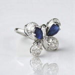 Load image into Gallery viewer, Blue Sapphire Butterfly Diamond Ring, 14K Solid Gold, Natural Diamonds, Insect Jewelry, Gemstone Cocktail Ring, Ready To Ship