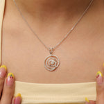 Load image into Gallery viewer, Spiral Natural Diamond Pendant: 14k Solid Gold Swirl Stackable Necklace, IGI Certified, Ready To Ship