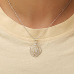 Load image into Gallery viewer, Spiral Diamond Pendant, 14k Solid Gold, Natural Diamond, Flower Swirl Pendant, Stackable Pendant, Minimalist Layering Necklace, Gift for Her