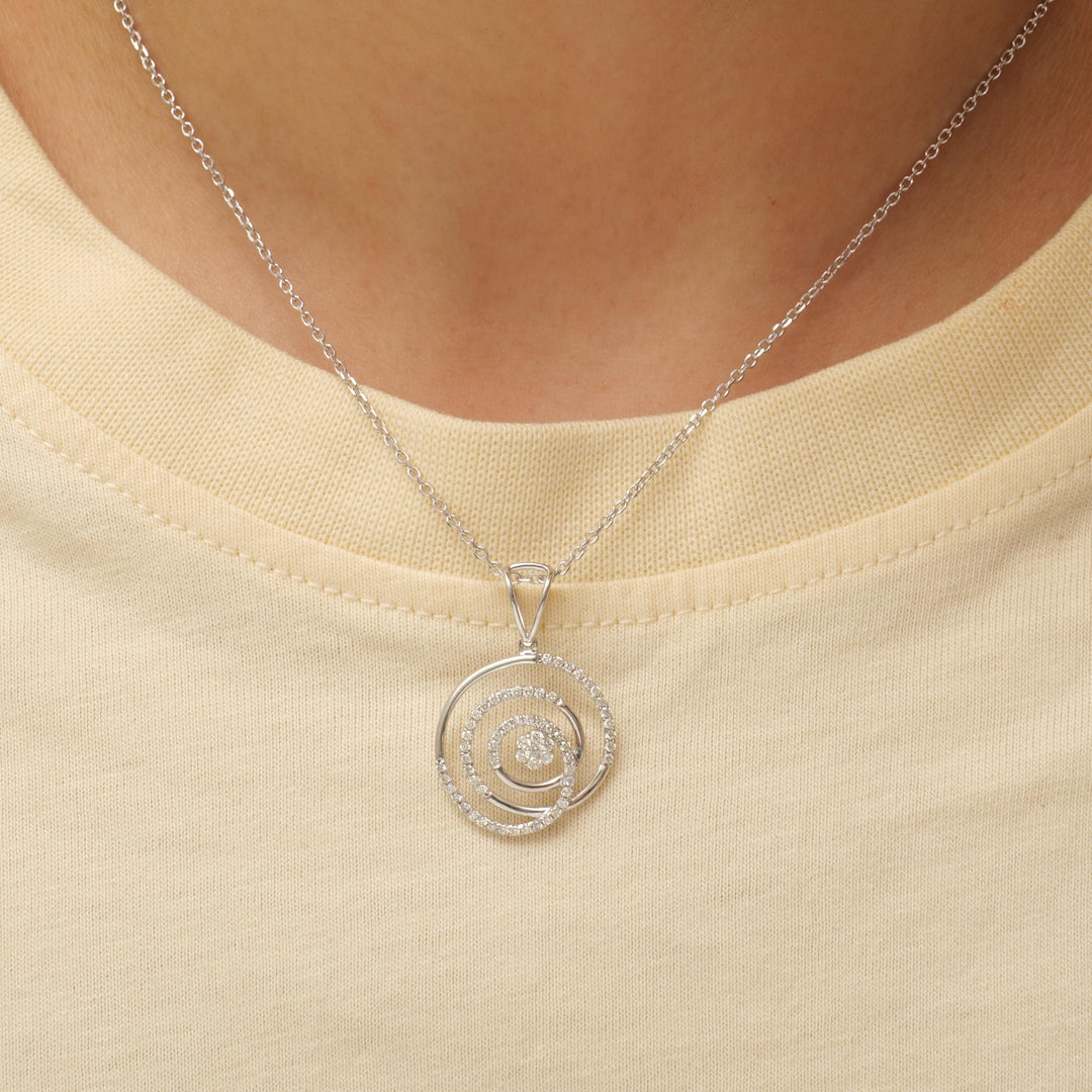 Spiral Diamond Pendant, 14k Solid Gold, Natural Diamond, Flower Swirl Pendant, Stackable Pendant, Minimalist Layering Necklace, Gift for Her