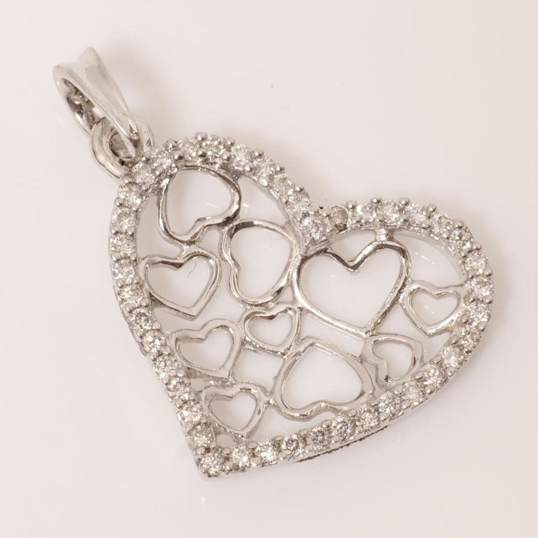 Heart Diamond Pendant, 14k Solid Gold, Natural Diamonds, Filigree Openwork Pave Set Necklace, Stackable Everyday Pendant, Gift for Her