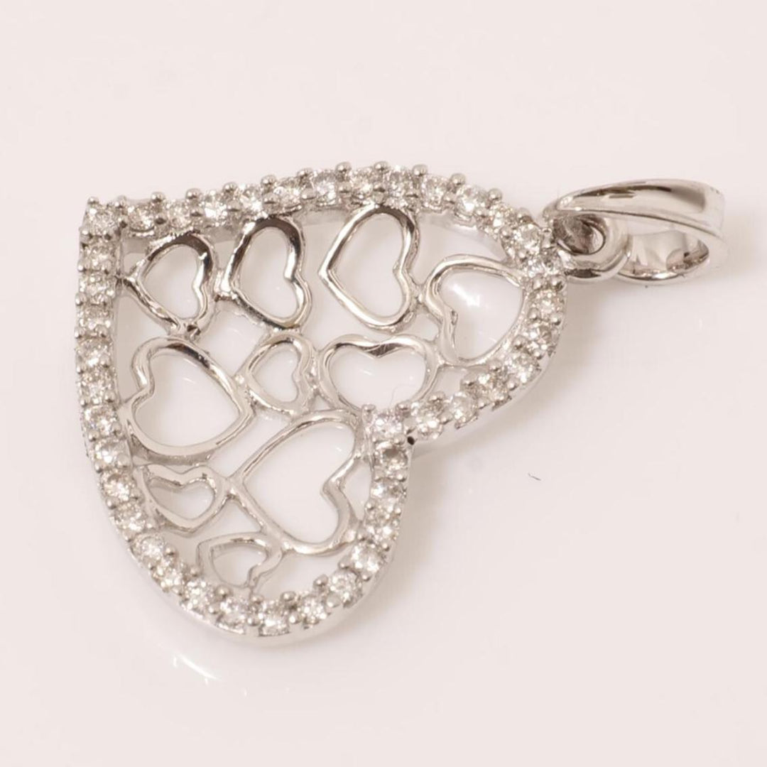 Heart Diamond Pendant, 14k Solid Gold, Natural Diamonds, Filigree Openwork Pave Set Necklace, Stackable Everyday Pendant, Gift for Her