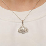 Load image into Gallery viewer, Flower Petal Pendant Necklace, 14k Solid Gold, Natural Diamonds, Illusion Pendant, Minimalist Layering Jewelry, Ready To Ship, IGI Certified