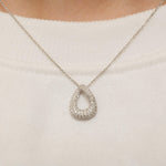 Load image into Gallery viewer, Teardrop Diamond Pendant, 14k Solid Gold, Natural Diamond, Pavé Drop Necklace, Stackable Minimalistic Necklace, Ready To Ship, IGI Certified