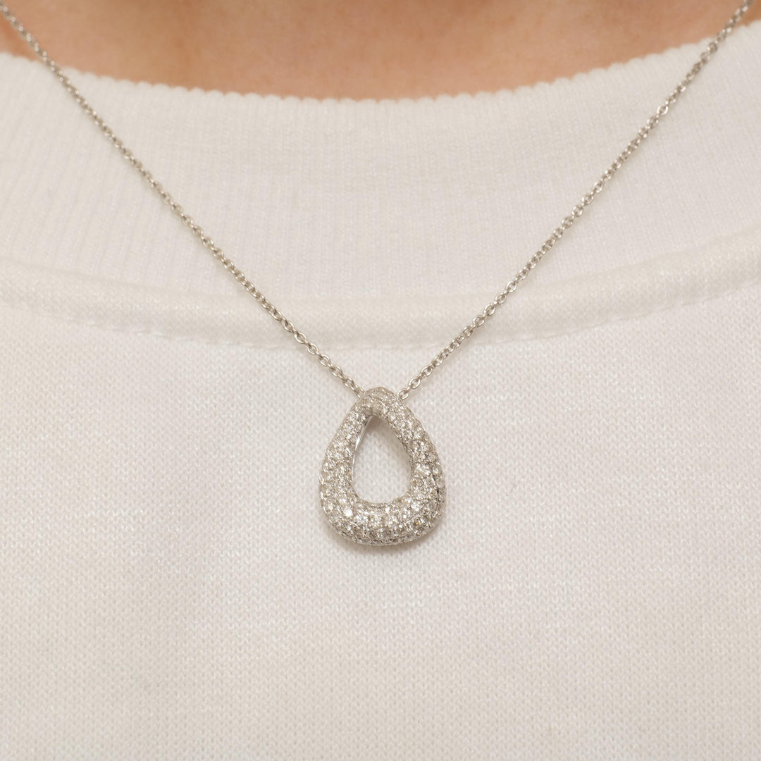 Teardrop Diamond Pendant, 14k Solid Gold, Natural Diamond, Pavé Drop Necklace, Stackable Minimalistic Necklace, Ready To Ship, IGI Certified